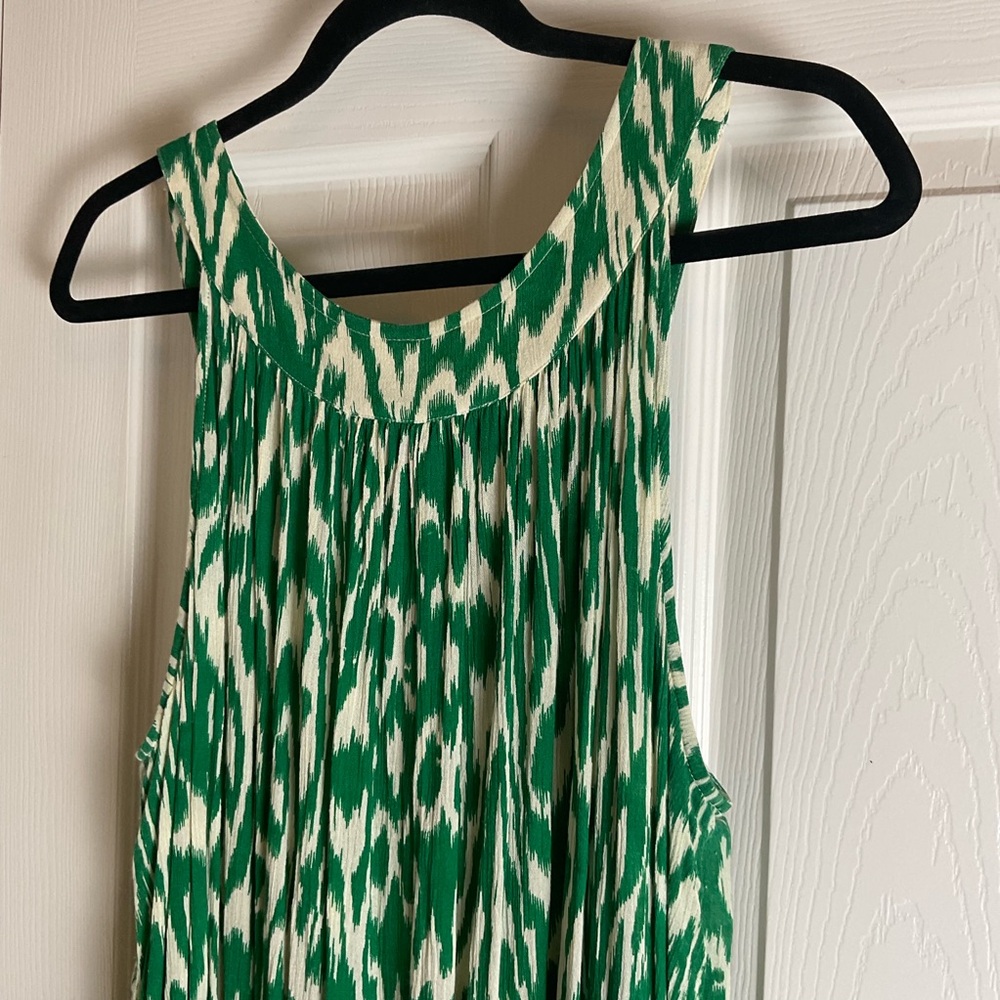 Denim 24/7 Boho Green Ikat Maxi Dress Beaded Neckline 22W - Picture 7 of 10